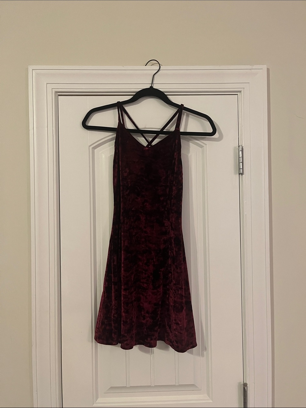 Arizona Jean Company Velvet Spaghetti-Strap Mini Dress in Burgundy